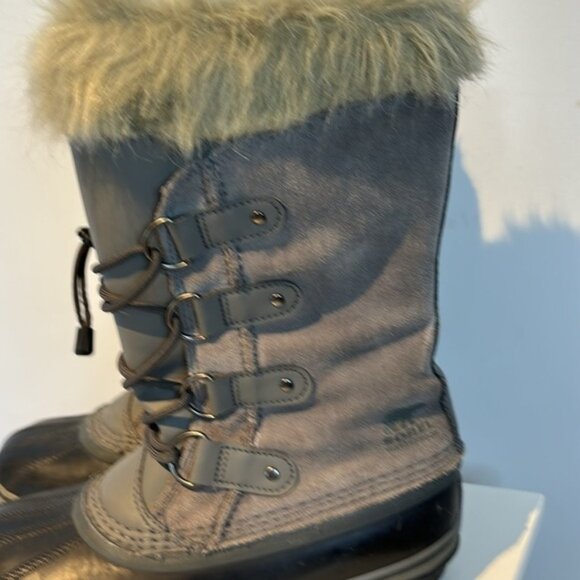 Sorel Women Boots Size 5 Gray Joan of Arctic Boot Shoes Suede faux Fur - Picture 9 of 9